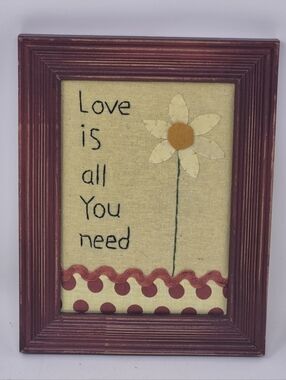 Love Is All You Need Stitched Wall Art Flower And Poka Dots